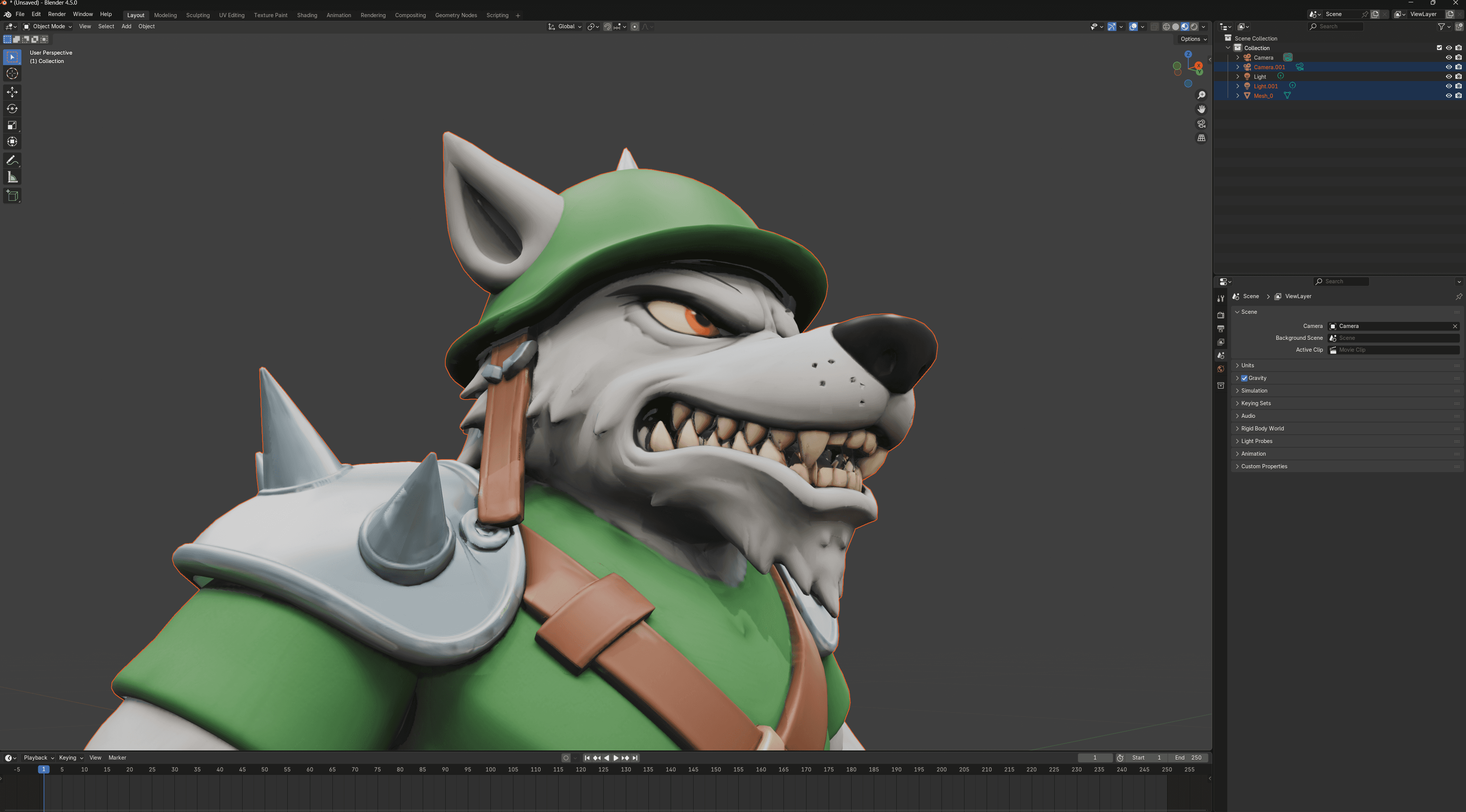 Wolf enemy from Ramba Bull modeled and textured in Blender