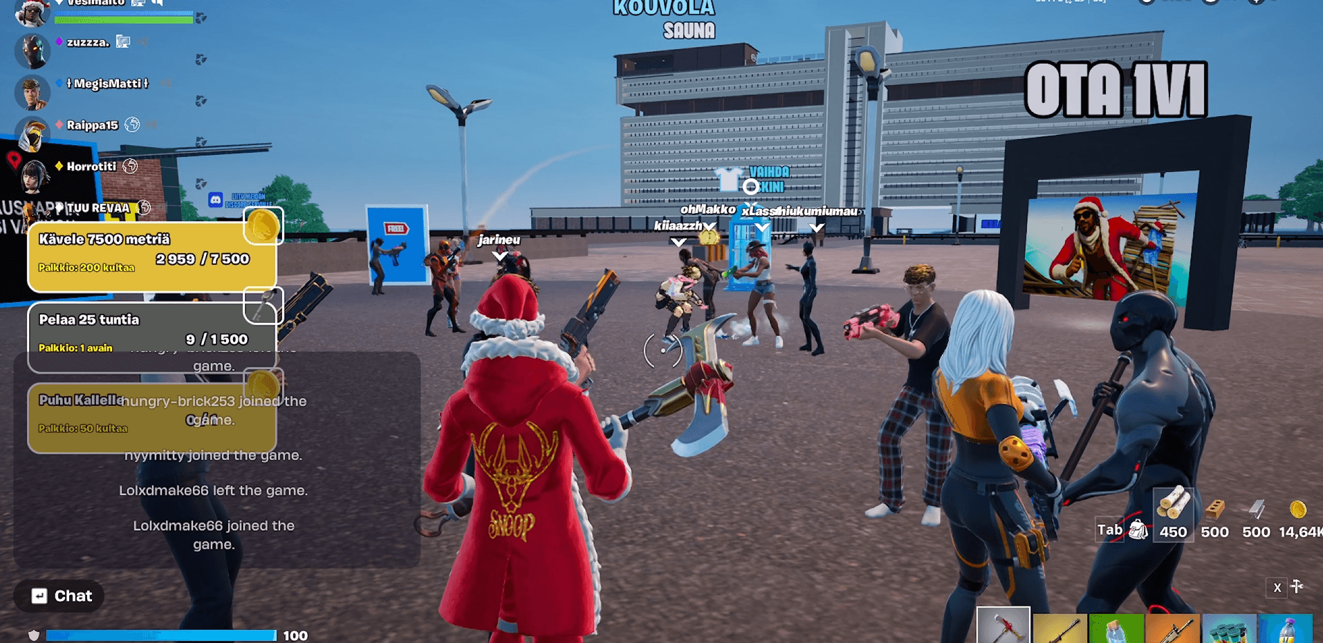 Players gathered in the Kouvola Fortnite Creative map